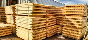 A stack of woodpoles production